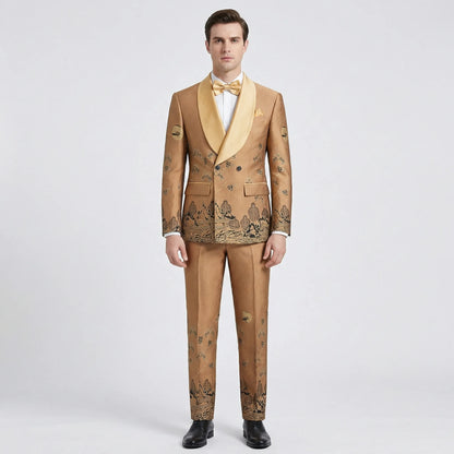 Floravio - Slim Fit Floral 3-Piece Tuxedo Suit  Formal Event Dressing