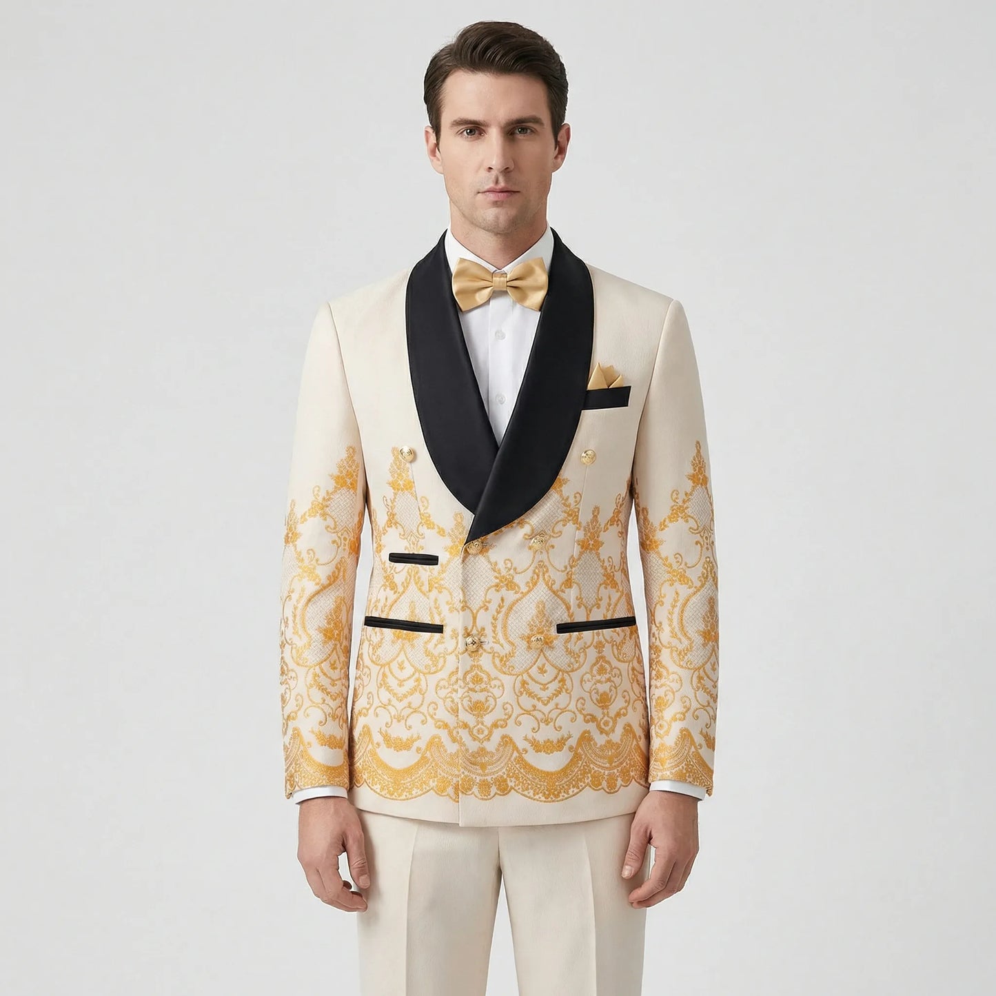 Floravio - Slim Fit Floral 3-Piece Tuxedo Suit  Formal Event Dressing