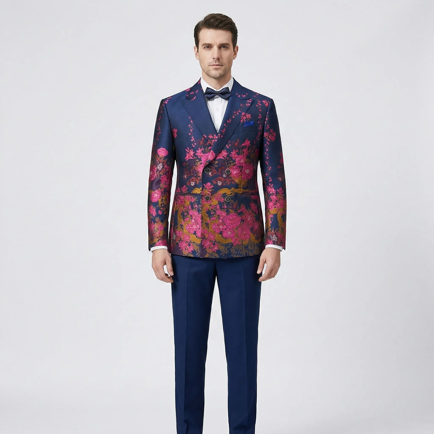 Floravio - Slim Fit Floral 3-Piece Tuxedo Suit  Formal Event Dressing