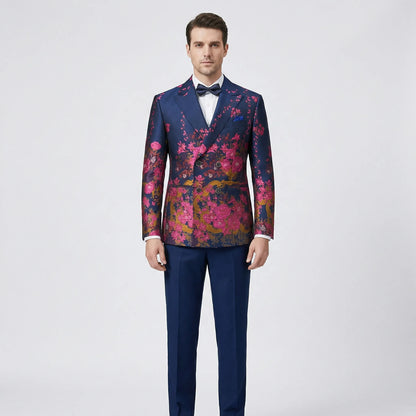 Floravio - Slim Fit Floral 3-Piece Tuxedo Suit  Formal Event Dressing