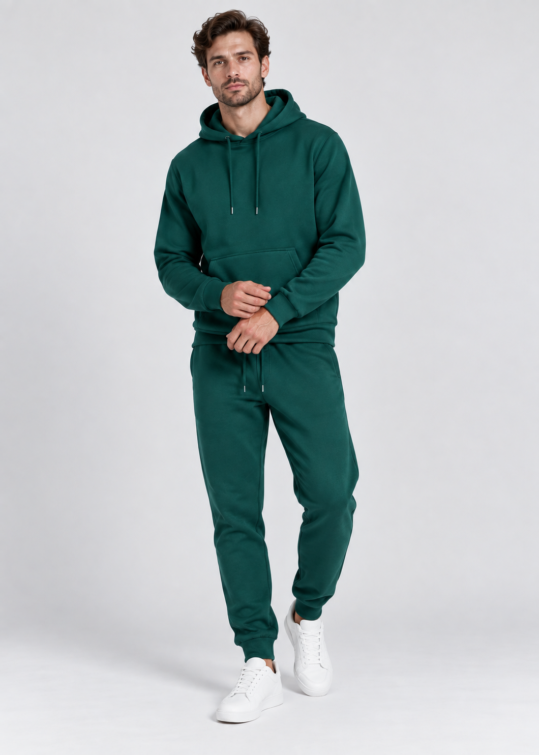 Men's Tracksuit | Solid Hoodie and Trousers | Drawstring Waist Two Piece Casual Set | Steven & Levon