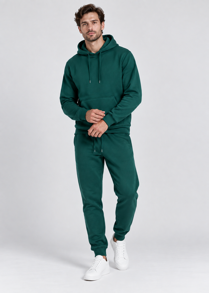 Men's Tracksuit | Solid Hoodie and Trousers | Drawstring Waist Two Piece Casual Set | Steven & Levon