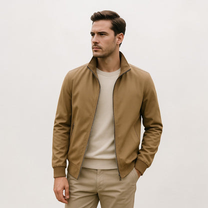 Men's Lightweight Zip Up Jacket | Smart Casual | Stand Collar | Breathable | Everyday Outerwear | Steven & Levon