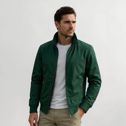 Men's Lightweight Zip Up Jacket | Smart Casual | Stand Collar | Breathable | Everyday Outerwear | Steven & Levon