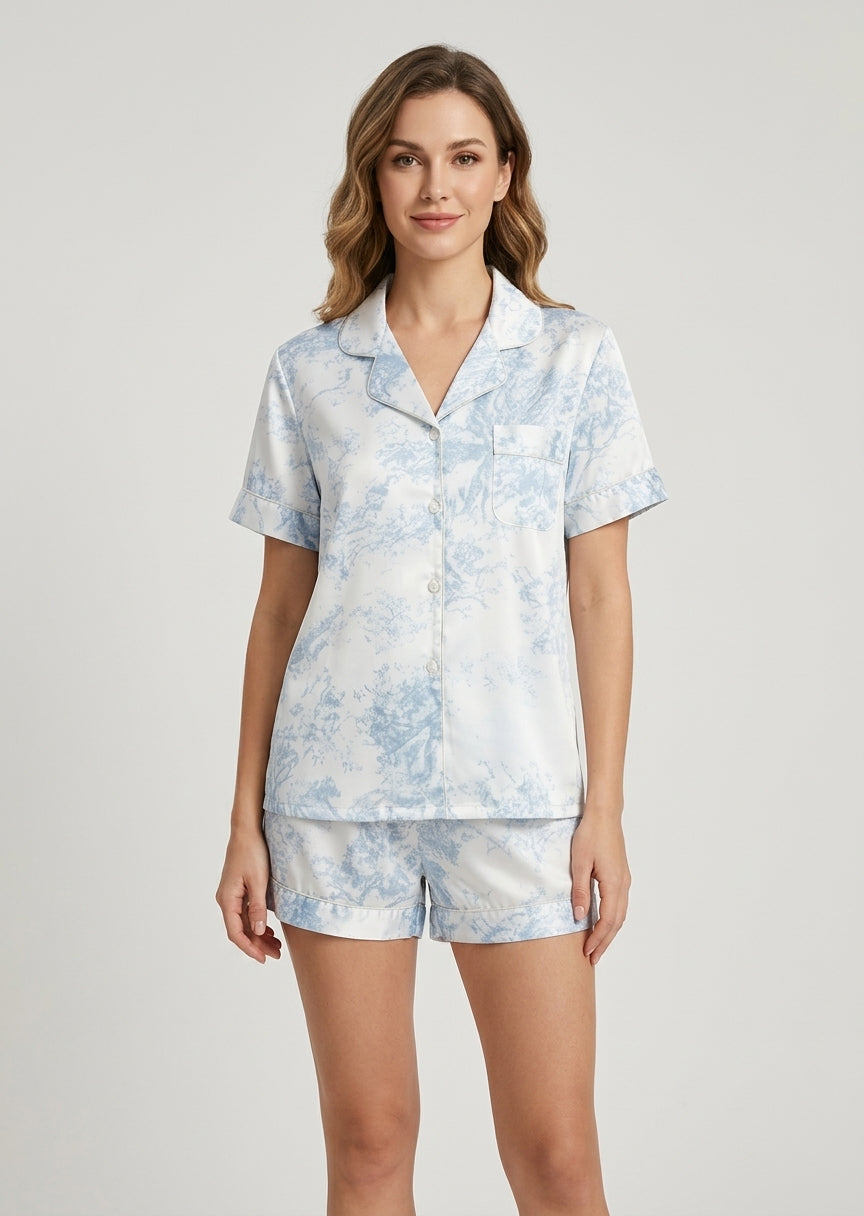 Floral Satin Pajama Set | Women's Loose Fit | Long Sleeve 2-Piece Sleepwear | Steven & Levon