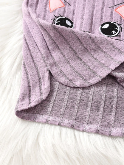 Gina | Girls Hoodie & Pants Set | Ribbed Knit | Embroidered 2-Piece Casual Outfit | Steven & Levon