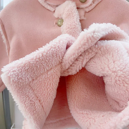 Girls Sherpa Lined Jacket | Kids | Button Front | Plush Winter Coat | Warm Outerwear | Steven & Levon
