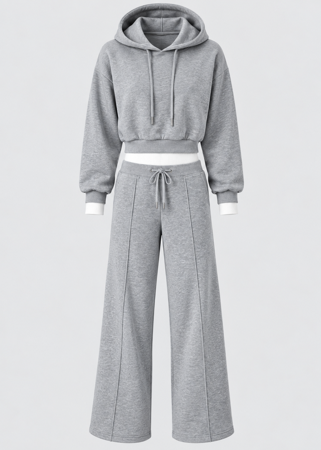 2-Piece Hooded Set | Women | Polyester | Wide-Leg Trousers | Casual Comfort | Steven & Levon