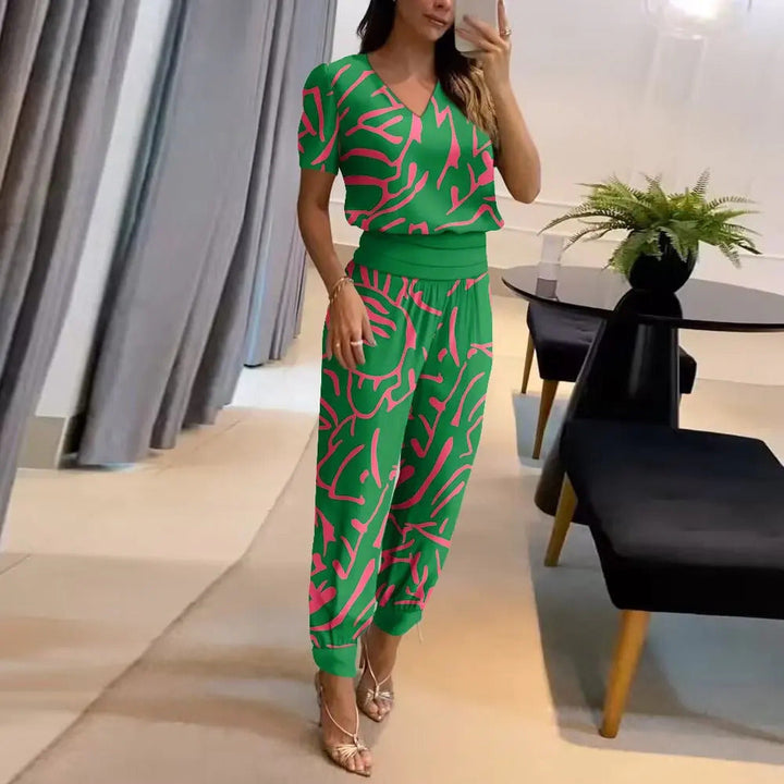 Printed Chic Jumpsuit | Women's Printed Jumpsuit | Lightweight Polyester Blend | Relaxed Fit | Everyday Wear | Steven & Levon