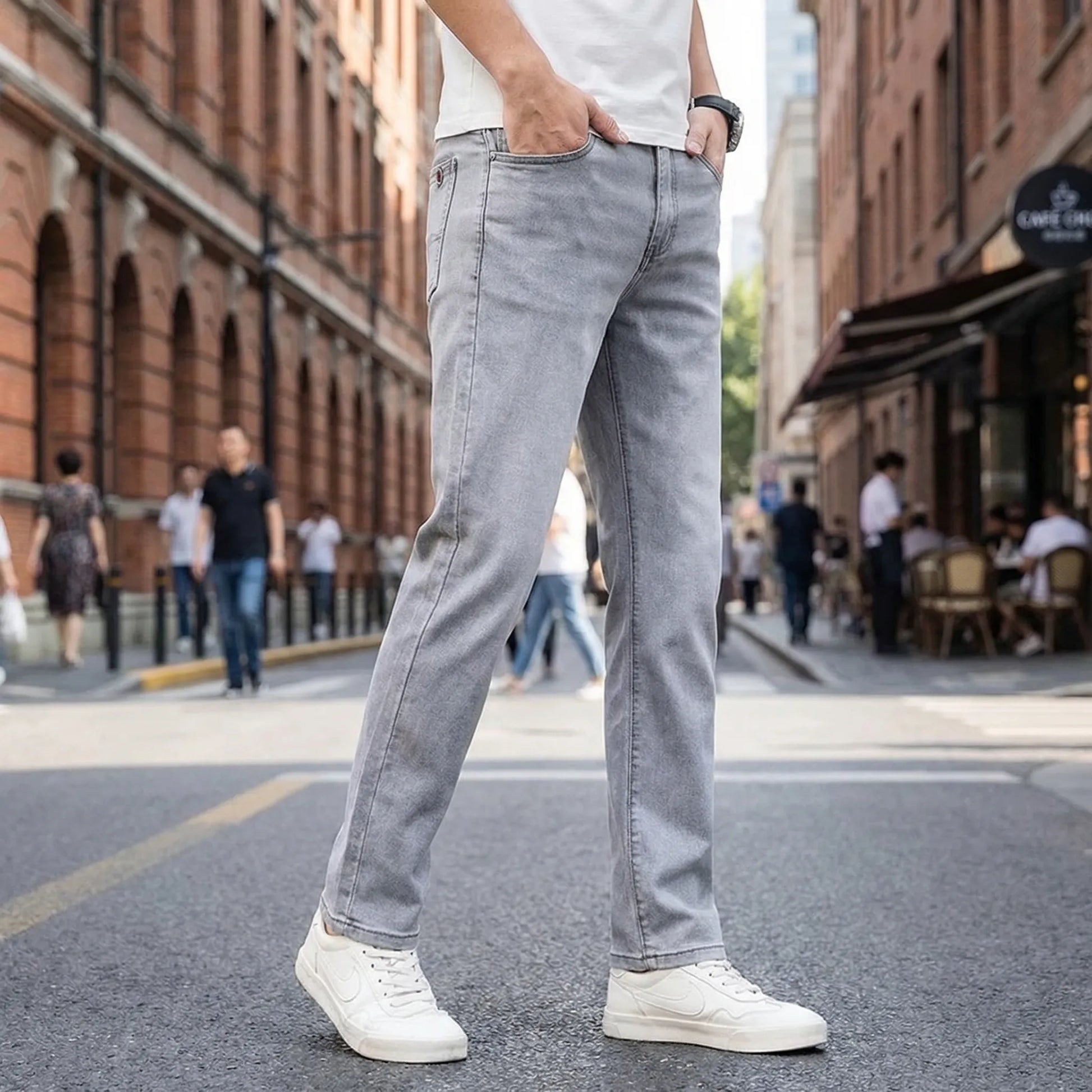 Greyvik - Straight Leg Stretch Denim Trousers  Everyday Casual Wear