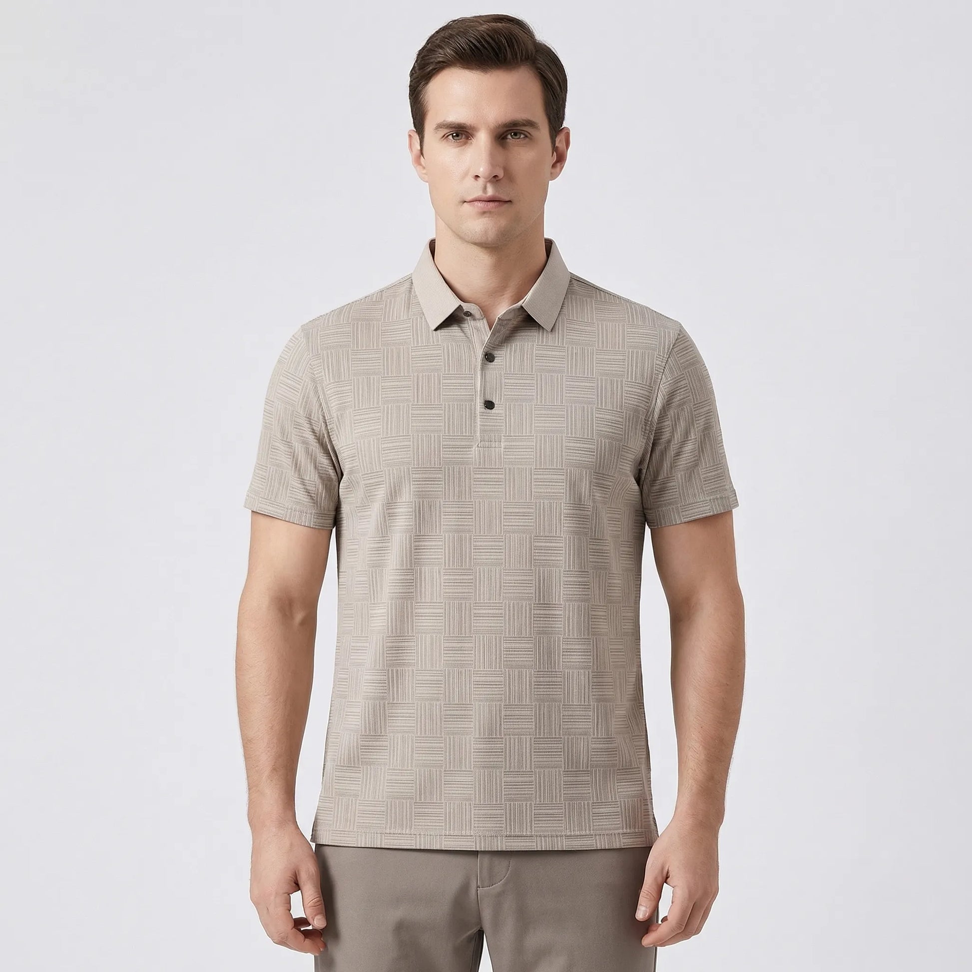 Gridvale - Printed Short Sleeve Polo Shirt  Smart Casual Outings