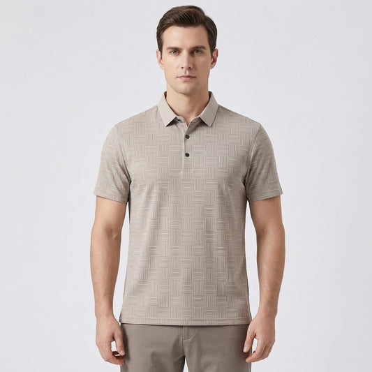 Gridvale - Printed Short Sleeve Polo Shirt  Smart Casual Outings