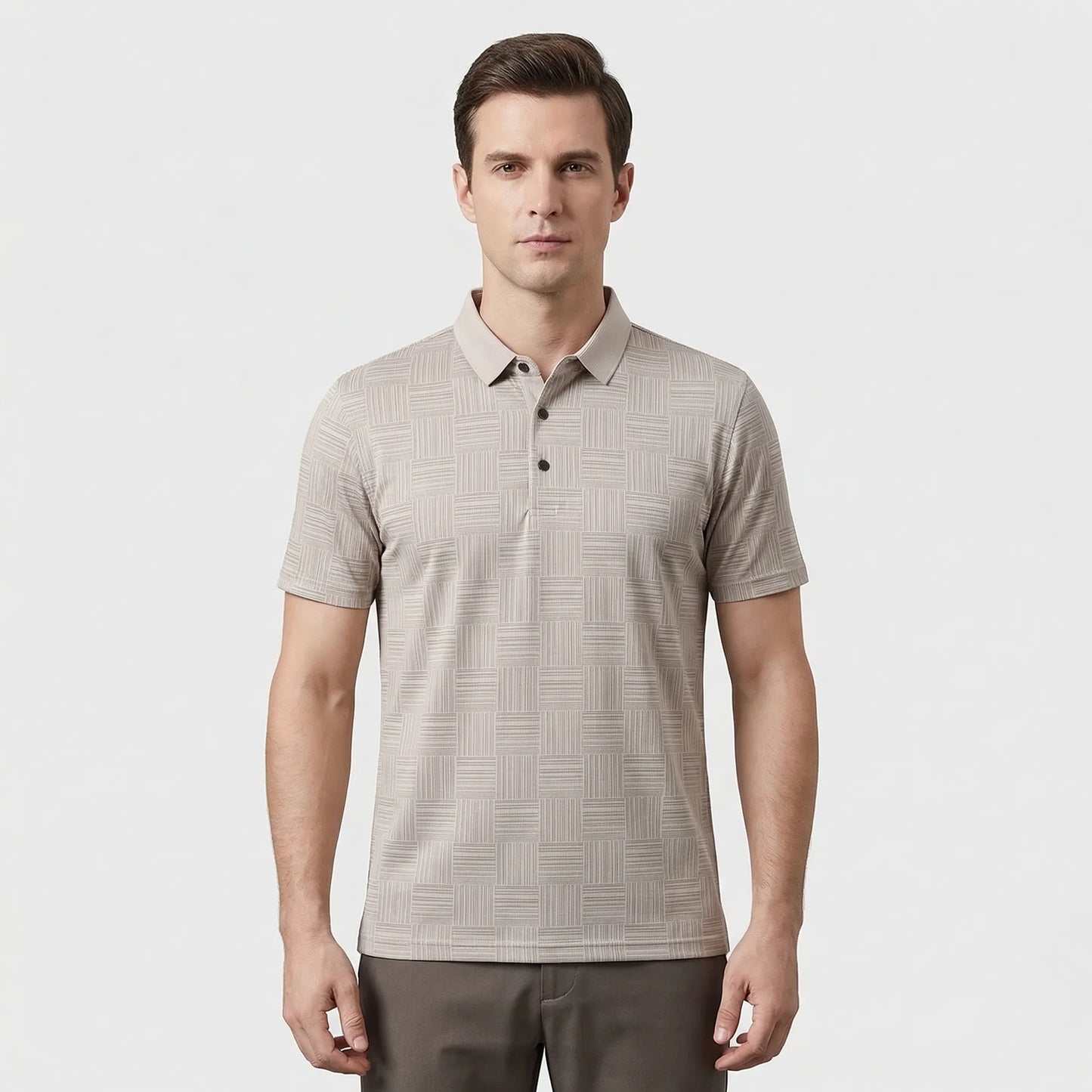 Gridvale - Printed Short Sleeve Polo Shirt  Smart Casual Outings