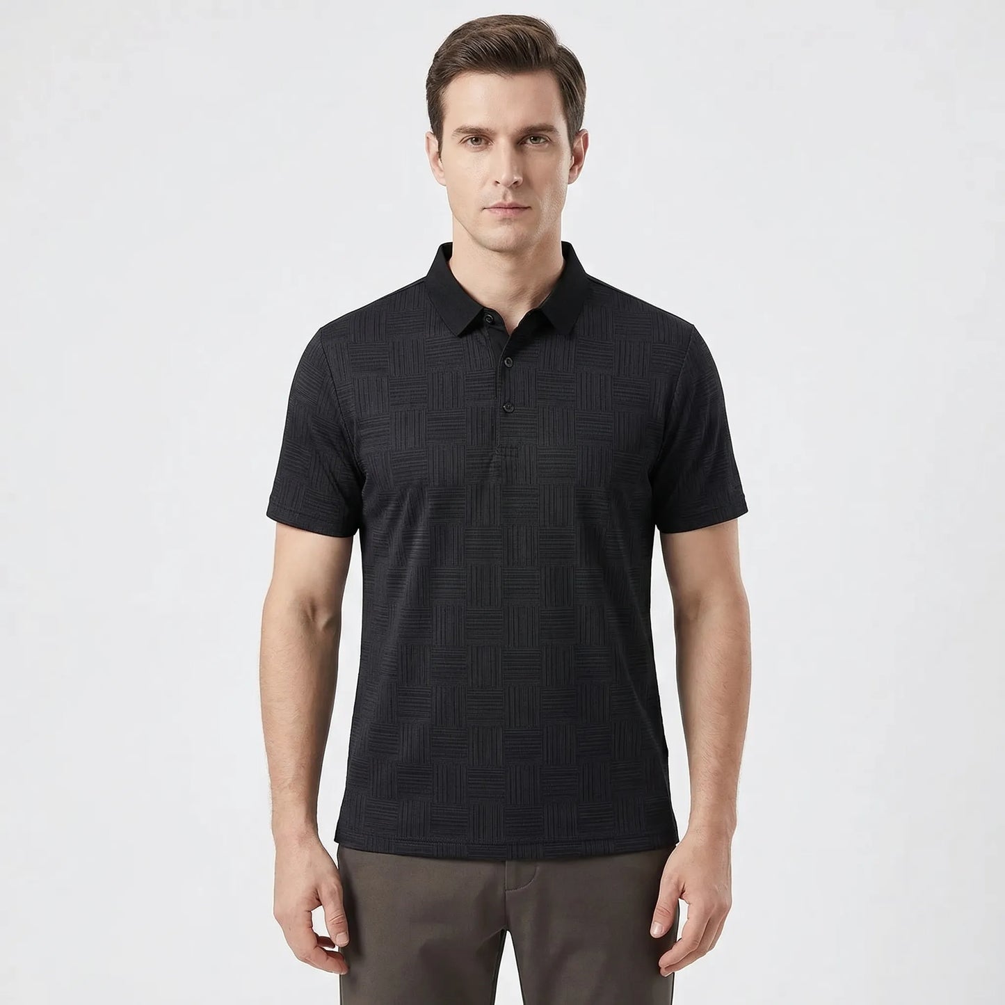 Gridvale - Printed Short Sleeve Polo Shirt  Smart Casual Outings