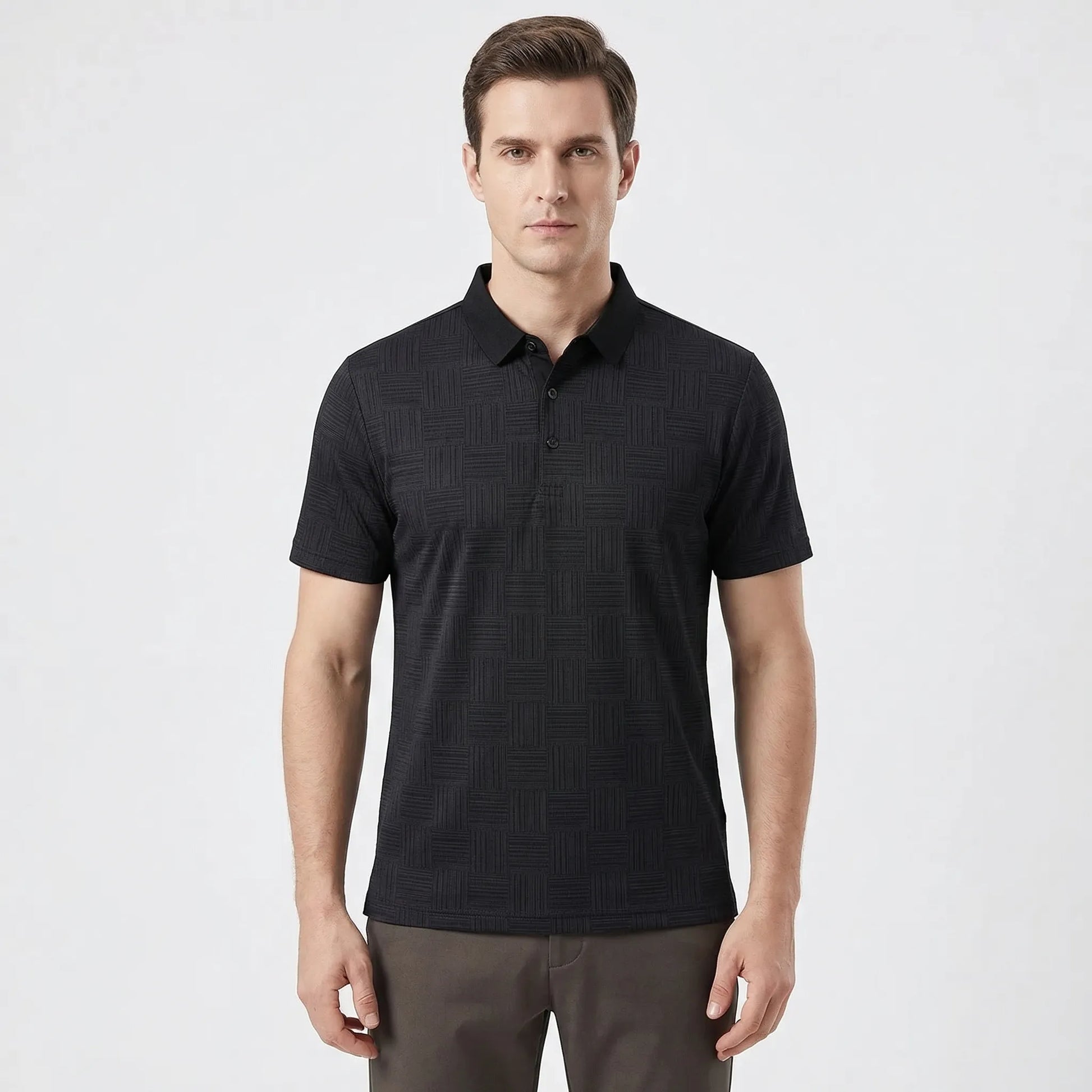 Gridvale - Printed Short Sleeve Polo Shirt  Smart Casual Outings