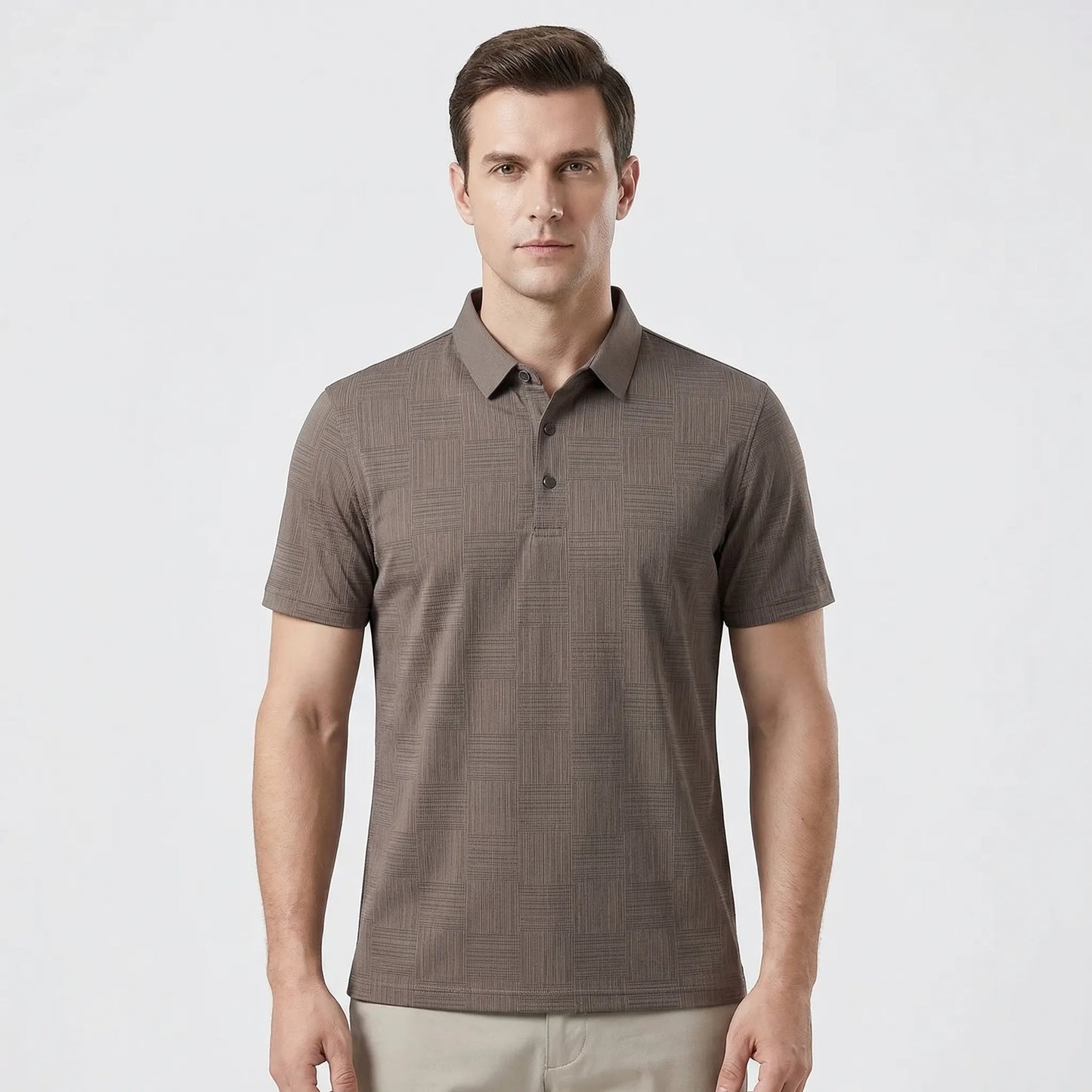 Gridvale - Printed Short Sleeve Polo Shirt  Smart Casual Outings