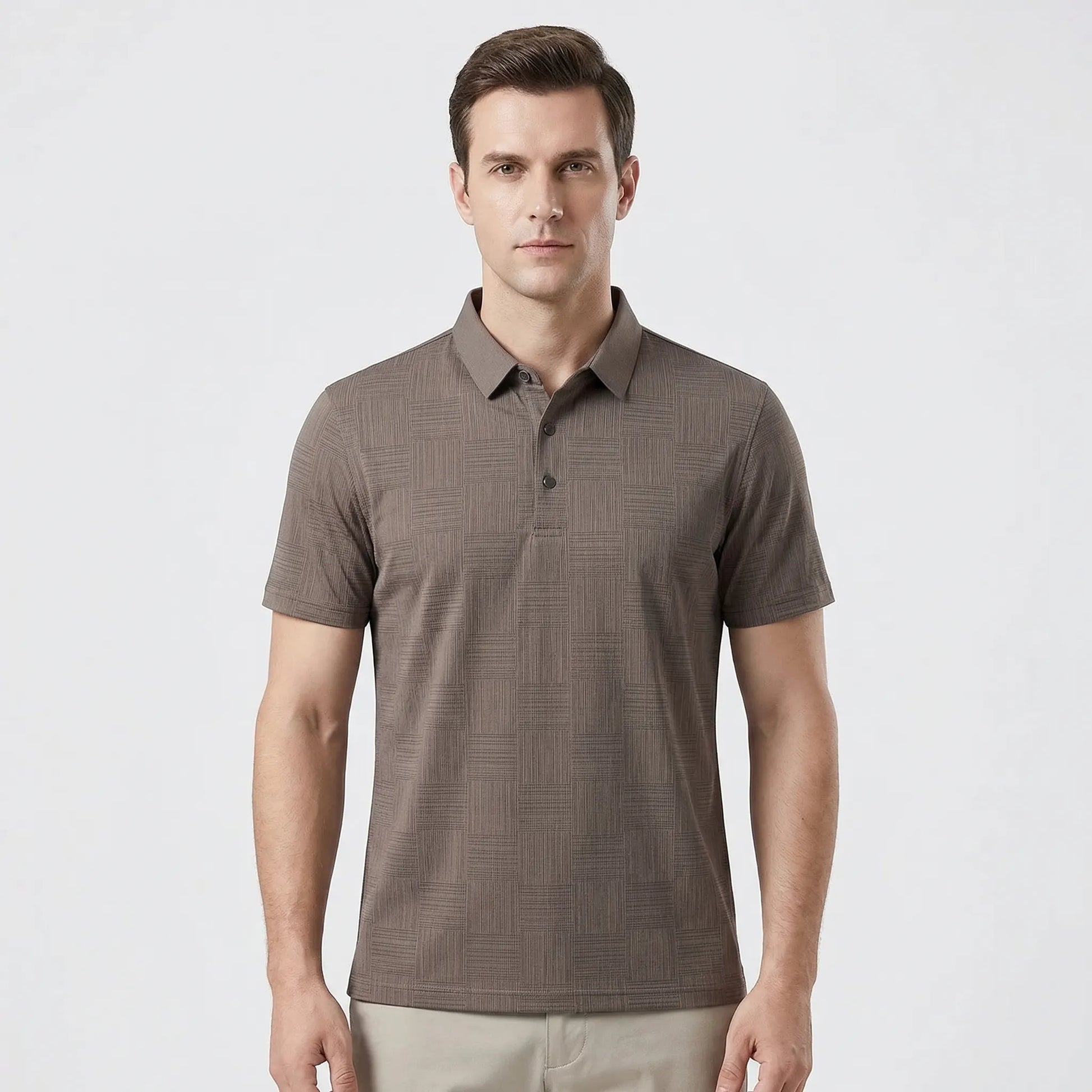 Gridvale - Printed Short Sleeve Polo Shirt  Smart Casual Outings