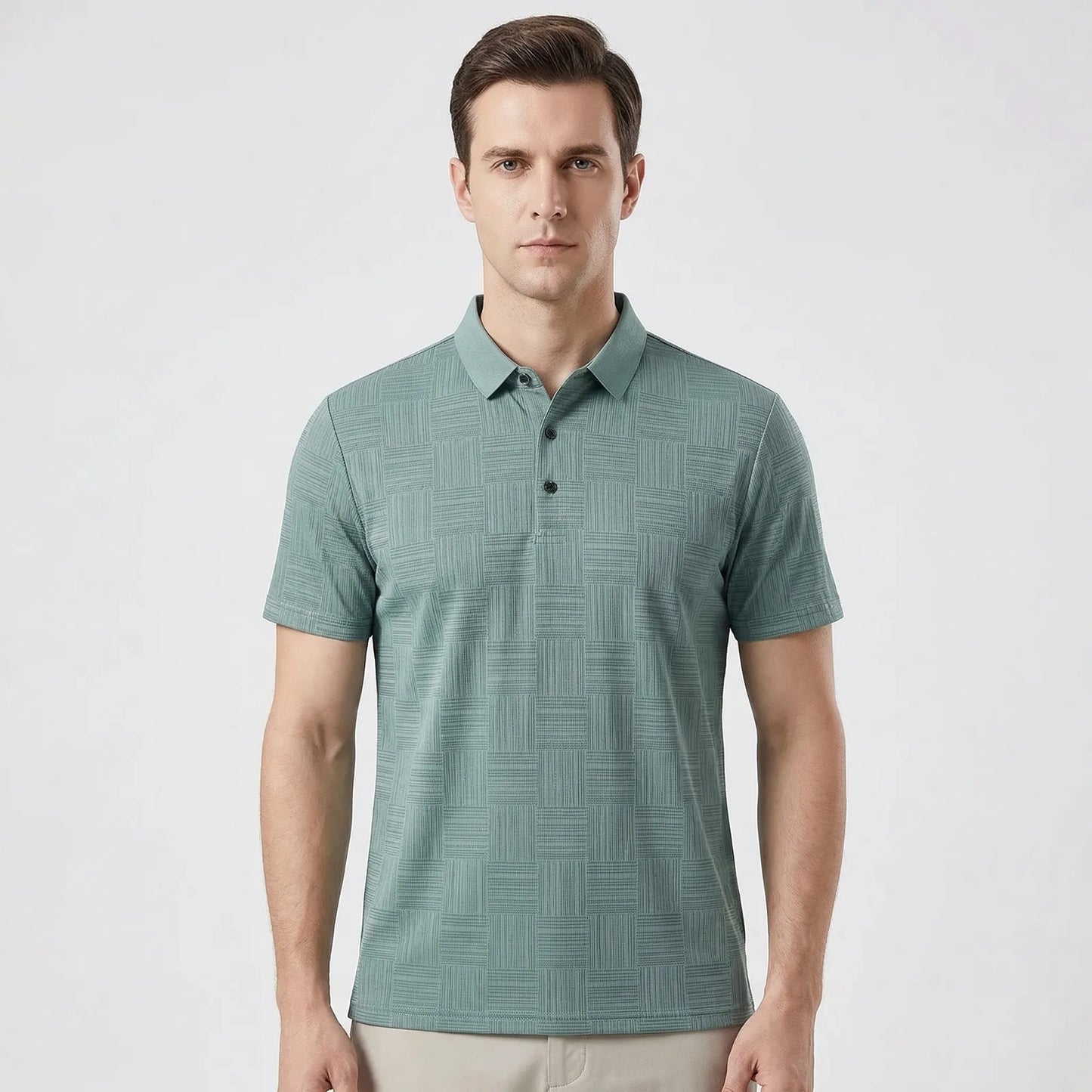 Gridvale - Printed Short Sleeve Polo Shirt  Smart Casual Outings