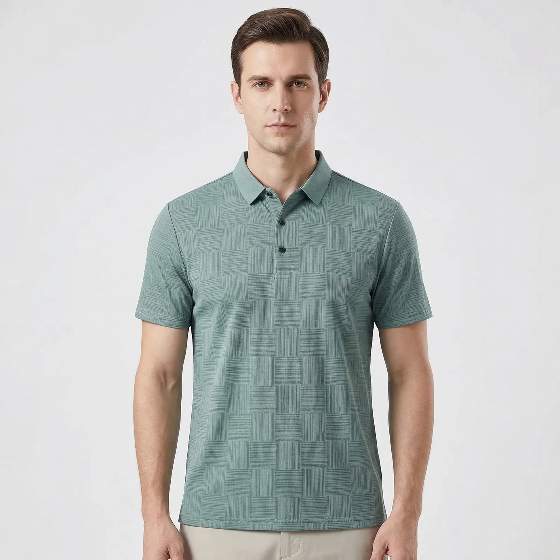 Gridvale - Printed Short Sleeve Polo Shirt  Smart Casual Outings