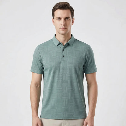 Gridvale - Printed Short Sleeve Polo Shirt  Smart Casual Outings