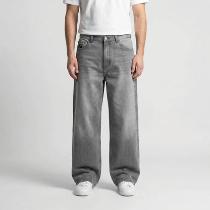 Grunvik - Wide-Leg Baggy Embroidered Jeans  Casual Street Styling