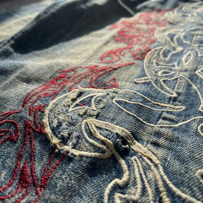 Grunvik - Wide-Leg Baggy Embroidered Jeans  Casual Street Styling