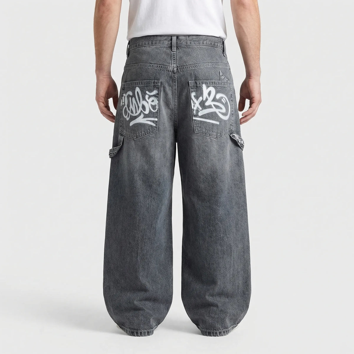 Grunvik - Wide-Leg Baggy Embroidered Jeans  Casual Street Styling