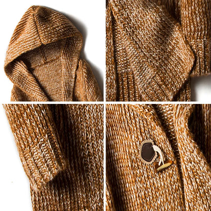 Men’s Knit Cardigan | Toggle Front Closure | Hooded Knitwear Sweater | Casual Layering Piece | Steven & Levon