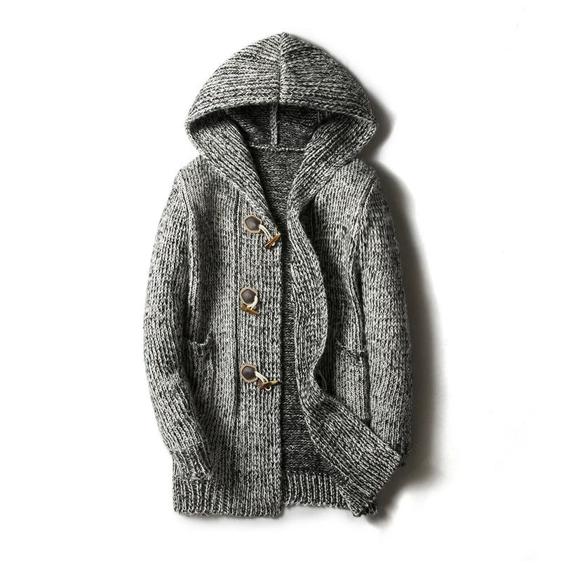 Men’s Knit Cardigan | Toggle Front Closure | Hooded Knitwear Sweater | Casual Layering Piece | Steven & Levon