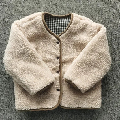 Kids Reversible Fleece Jacket | Boys & Girls | Plaid Lining | Winter Coat | Warm Outerwear | Steven & Levon