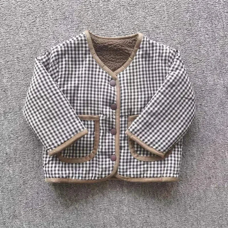 Kids Reversible Fleece Jacket | Boys & Girls | Plaid Lining | Winter Coat | Warm Outerwear | Steven & Levon