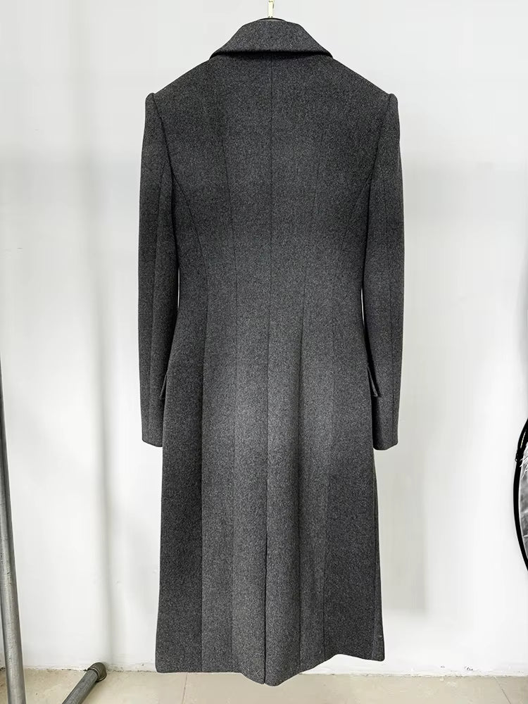 Women's Wool Cashmere Overcoat | Tailored Fit | Gray | Long Sleeve | Elegant Winter Outerwear | Steven & Levon