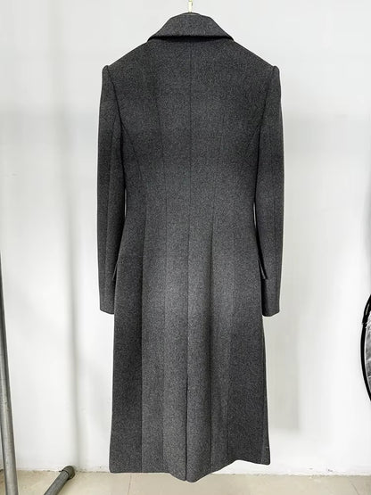 Women's Wool Cashmere Overcoat | Tailored Fit | Gray | Long Sleeve | Elegant Winter Outerwear | Steven & Levon