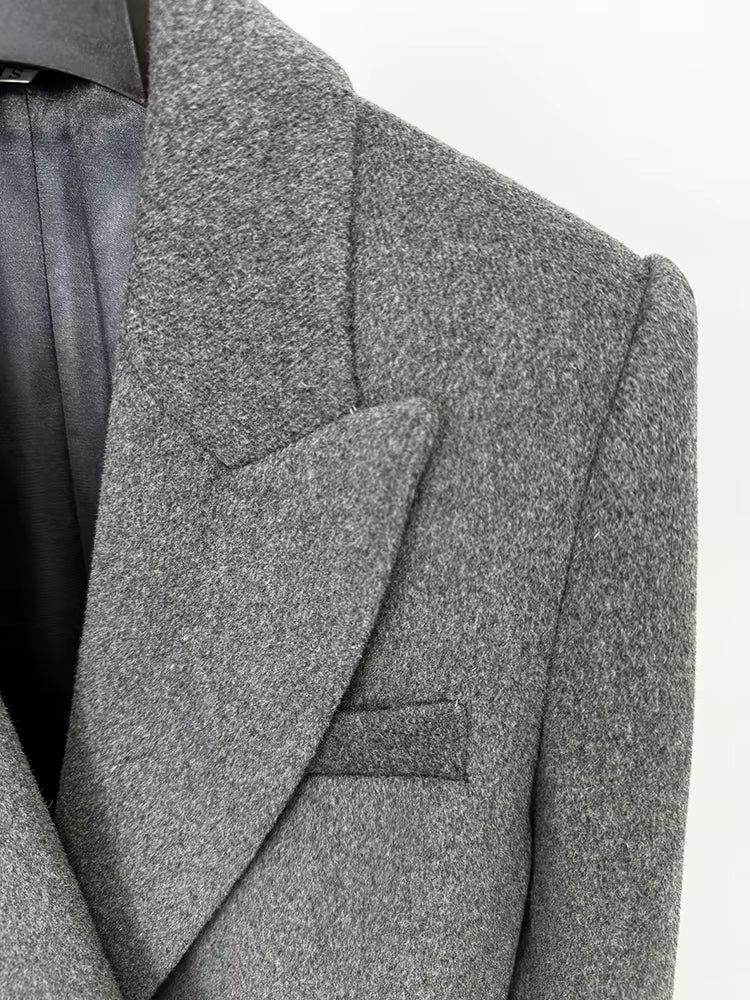 Women's Wool Cashmere Overcoat | Tailored Fit | Gray | Long Sleeve | Elegant Winter Outerwear | Steven & Levon