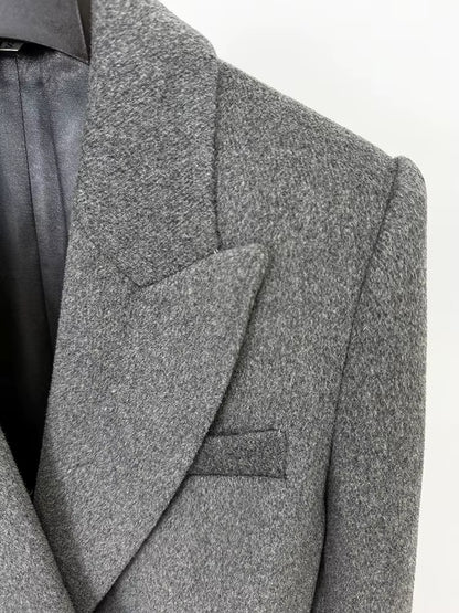 Women's Wool Cashmere Overcoat | Tailored Fit | Gray | Long Sleeve | Elegant Winter Outerwear | Steven & Levon