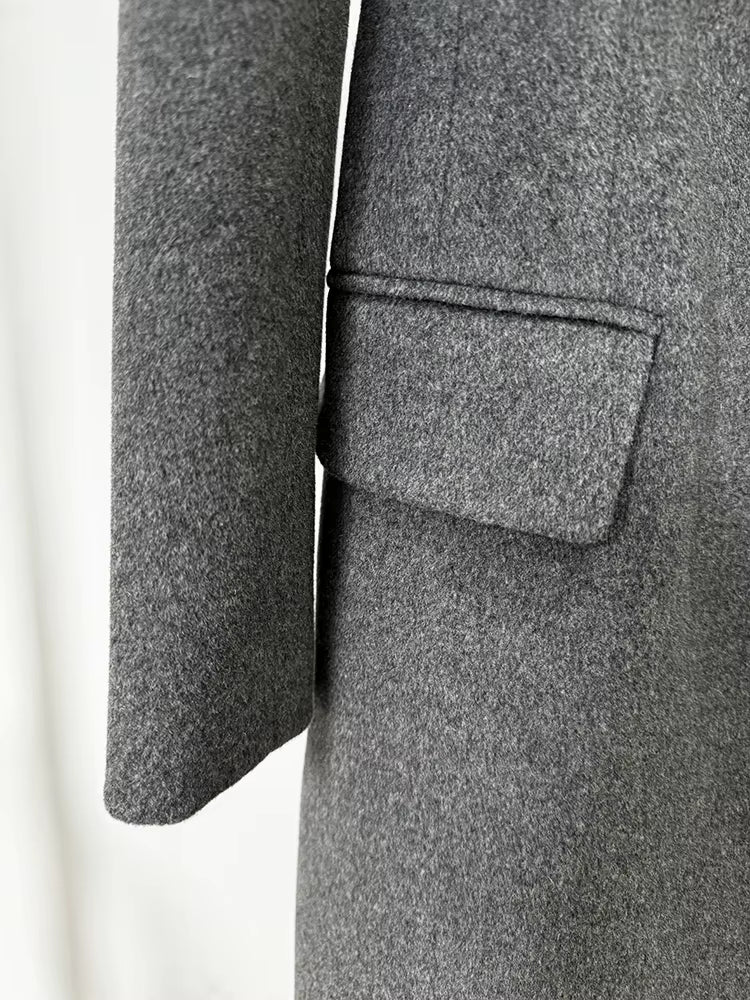 Women's Wool Cashmere Overcoat | Tailored Fit | Gray | Long Sleeve | Elegant Winter Outerwear | Steven & Levon