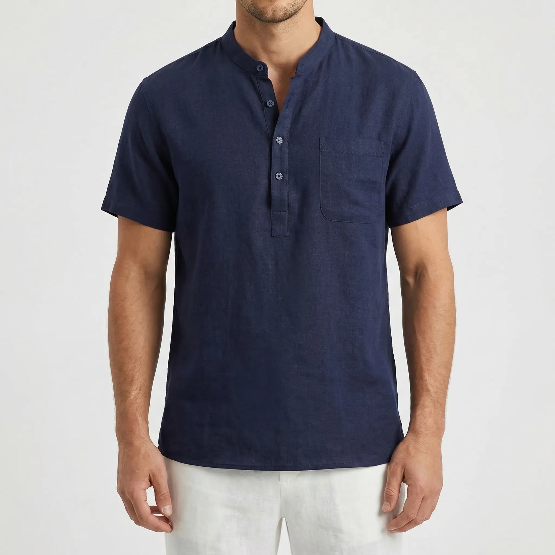 Henluro - Short Sleeve Henley Neck Shirt  Casual Beach Outings