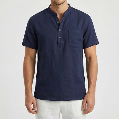 Henluro - Short Sleeve Henley Neck Shirt  Casual Beach Outings