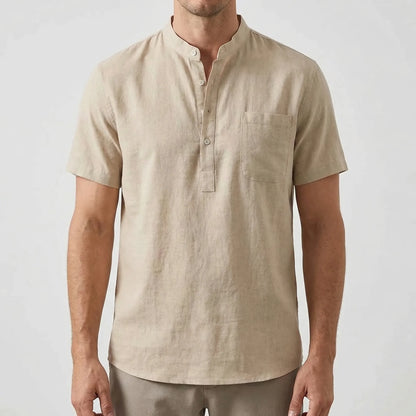 Henluro - Short Sleeve Henley Neck Shirt  Casual Beach Outings