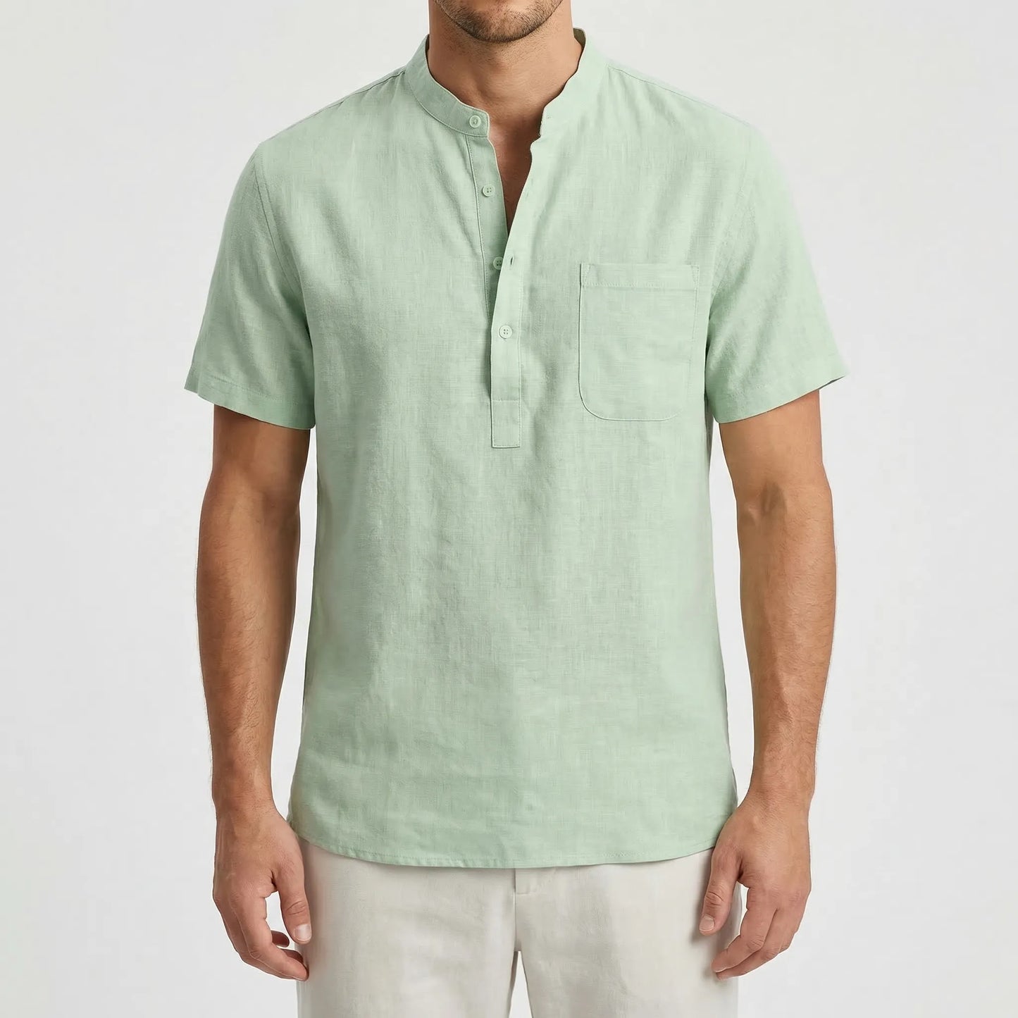Henluro - Short Sleeve Henley Neck Shirt  Casual Beach Outings
