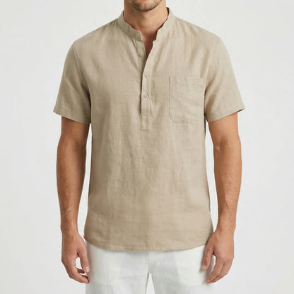 Henluro - Short Sleeve Henley Neck Shirt  Casual Beach Outings