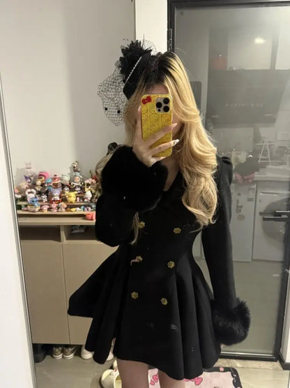 Hepburn Wool Coat | Fur Collar & Double-Breasted | Fit-and-Flare | Steven & Levon