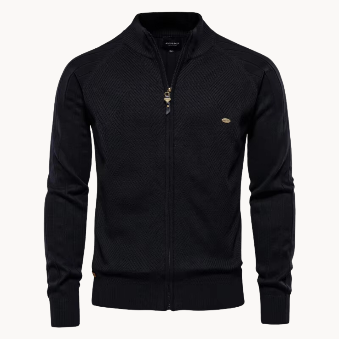 Men's Zip Knit Cardigan | Men | Soft Knit Fabric | Stand Collar | Full Zip | Smart Casual Layer | Steven & Levon
