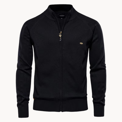 Men's Zip Knit Cardigan | Men | Soft Knit Fabric | Stand Collar | Full Zip | Smart Casual Layer | Steven & Levon