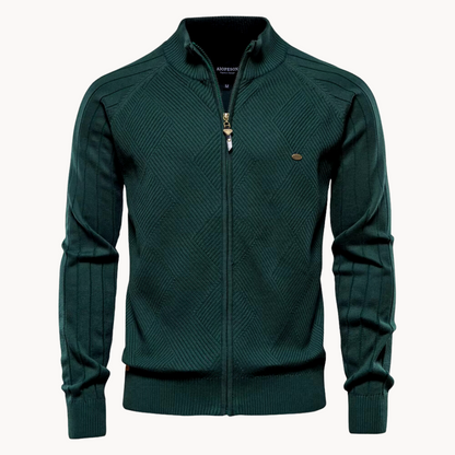 Men's Zip Knit Cardigan | Men | Soft Knit Fabric | Stand Collar | Full Zip | Smart Casual Layer | Steven & Levon