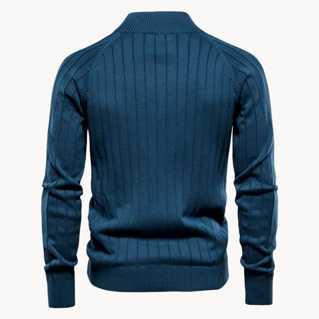 Men's Zip Knit Cardigan | Men | Soft Knit Fabric | Stand Collar | Full Zip | Smart Casual Layer | Steven & Levon