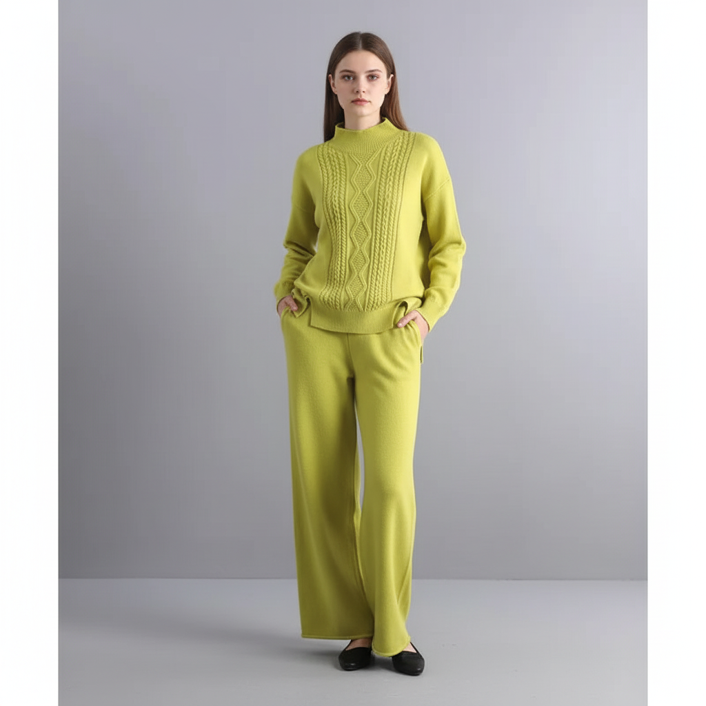 Women's Cashmere Loungewear Set | Pullover & Wide-Leg Trousers | Relaxed Fit | Steven & Levon