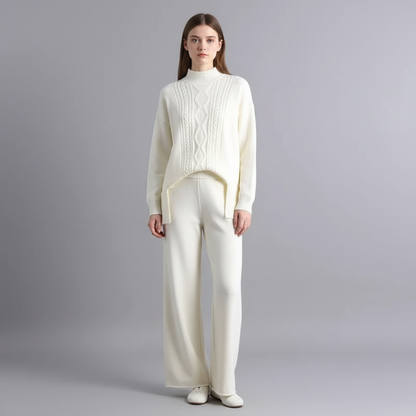 Women's Cashmere Loungewear Set | Pullover & Wide-Leg Trousers | Relaxed Fit | Steven & Levon