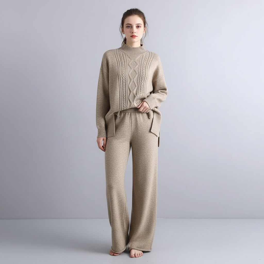 Women's Cashmere Loungewear Set | Pullover & Wide-Leg Trousers | Relaxed Fit | Steven & Levon