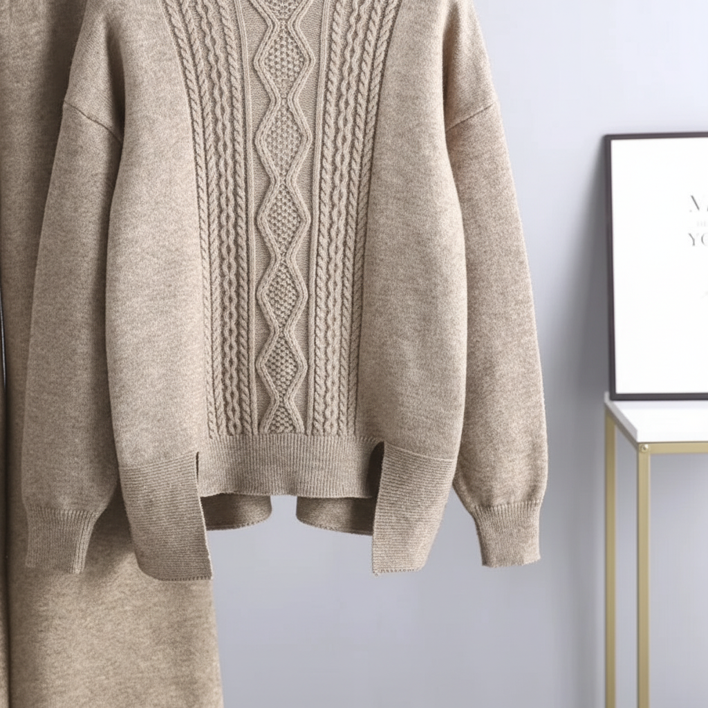 Women's Cashmere Loungewear Set | Pullover & Wide-Leg Trousers | Relaxed Fit | Steven & Levon
